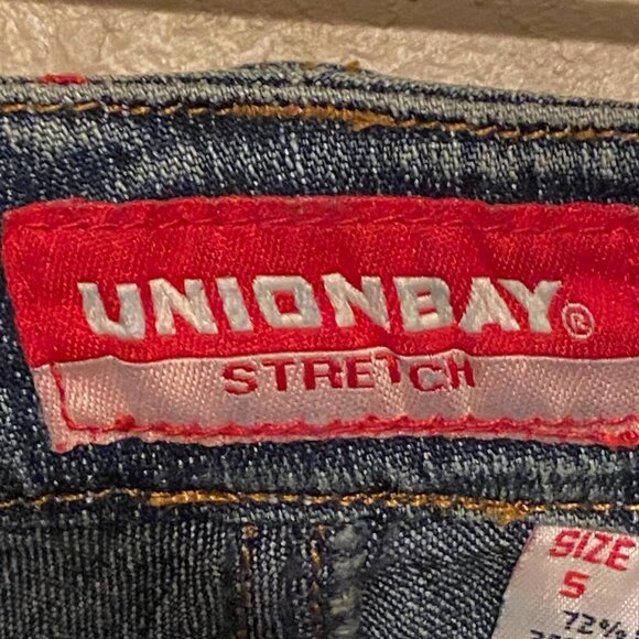 UNIONBAY stretch Blue Jeans Hand Splattered Fabric Paint & Rhinestones Size 5 - Picture 3 of 11